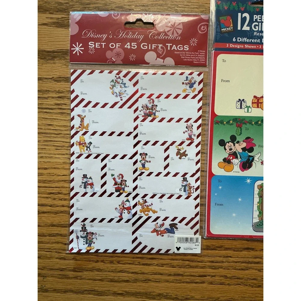 Vintage Disney Christmas Gift Tags Lot Mickey Minnie 45ct 12ct Foam Ornaments
